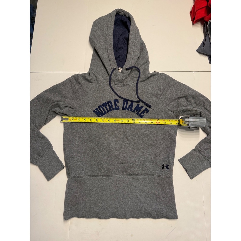 Under Armour Notre Dame Hoodie Womens Large Gray ColdGear Sweatshirt Elbow Patch - Picture 5 of 6